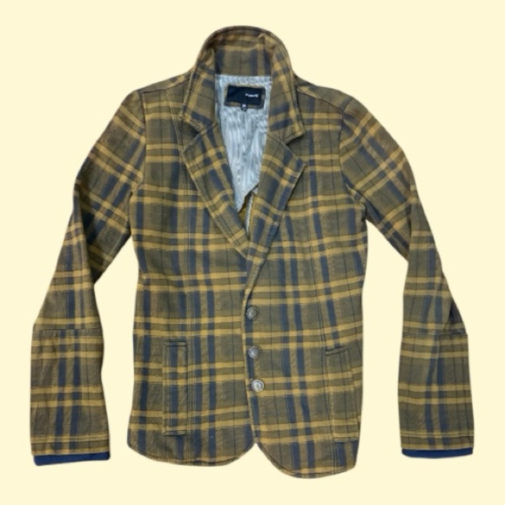 Hurley Tan and Blue Plaid Blazer